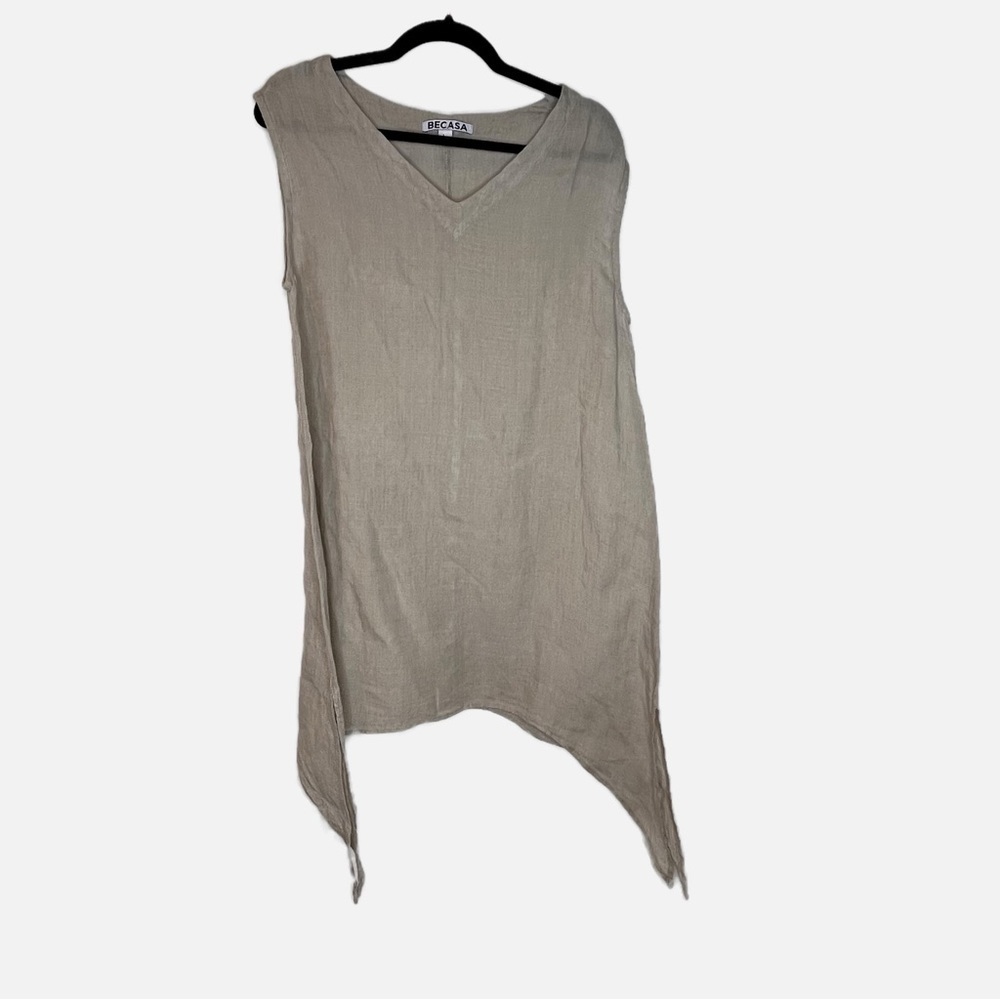Becasa | Linen Laganlook Shark Bite Tank - Picture 2 of 6
